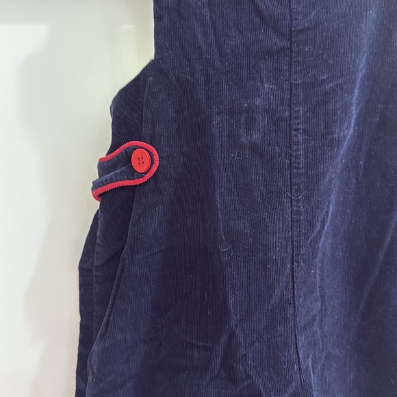 Bella Bliss Navy Blue Corduroy Longalls with Red Accents and Criss Cross Back 3T - Picture 2 of 8